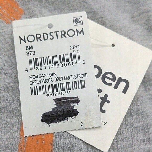 Open Edit Nordstrom Baby Boy Clothes Top & Pants Set 6 Mo Green Multicolor NEW - Picture 8 of 9